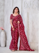 Georgette Saree in Red